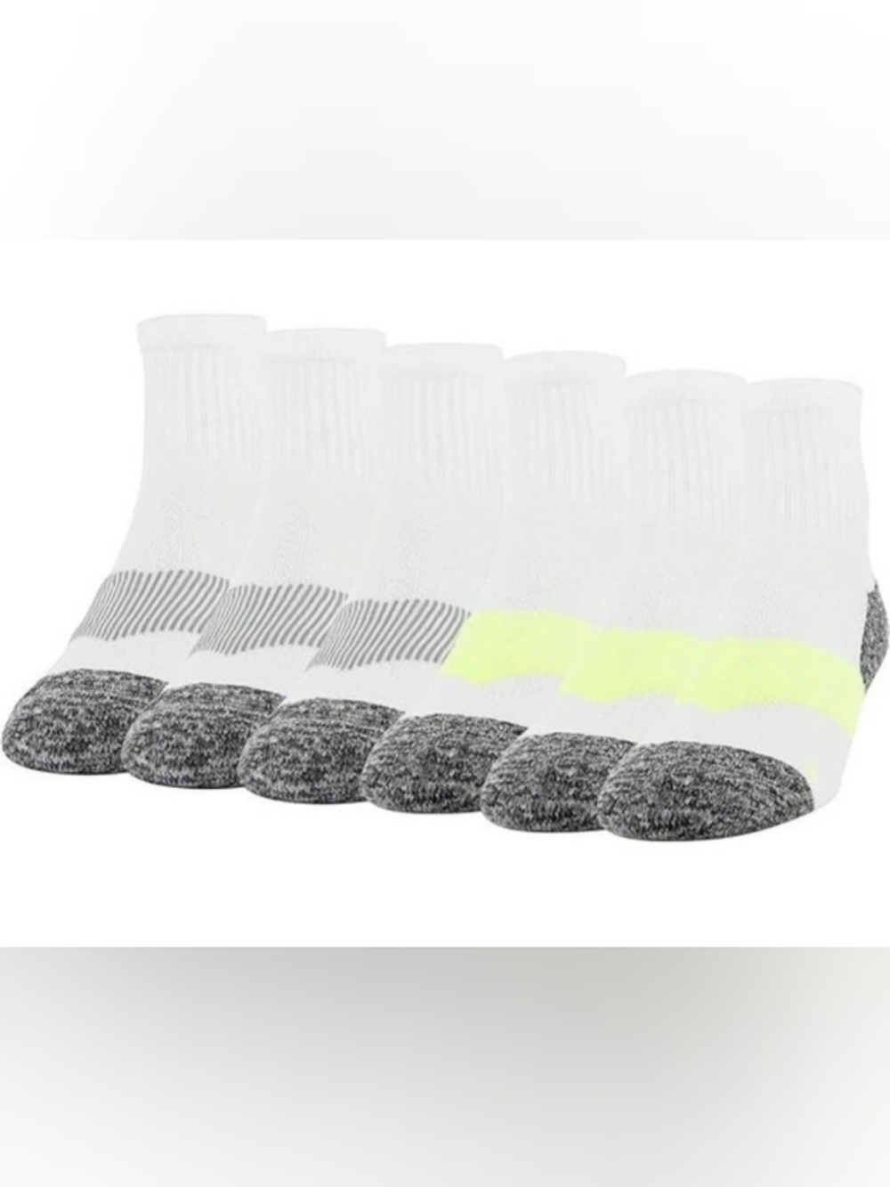 (6 pk) Gildan Men's White Reprieve Active Strategic Cushion Ankle Socks Sz 6-12